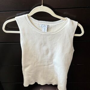 H by Halston White Ribbed Tank Top
